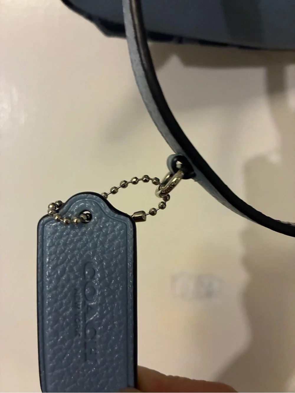 Coach Signature Canvas Backpack with Light Blue Leather Trim
